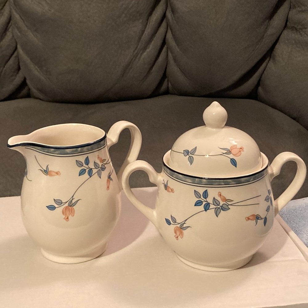 VTG 1988 Noritake Keltcraft Eastfair 9171 Sugar Bowl & Creamer-From Ireland-EUC